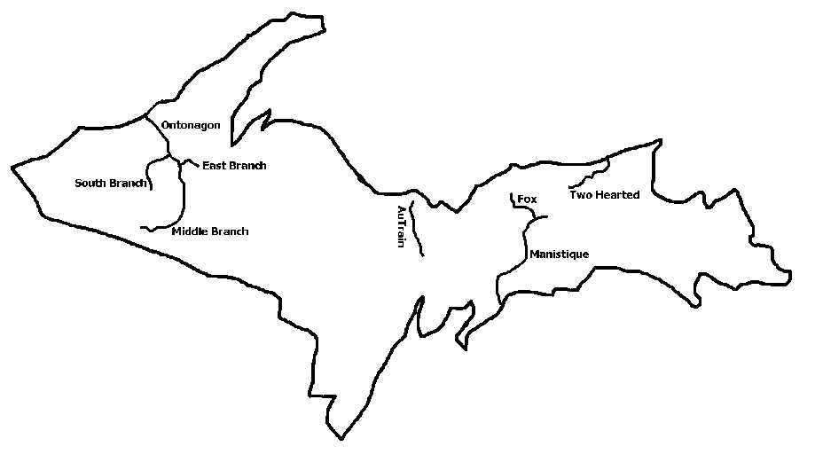 Map Of Michigan Rivers. Map showing location of rivers